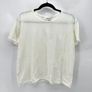 The Reset R Label Everyday Knit Tee Size M White Linen Boxy Fit Sheer Preppy NWT - Picture 1 of 12