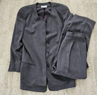Conjunto Blazer Traje Pantalones 100% Seda Colección Calvin Klein Vintage 8 Foto 1 de 3