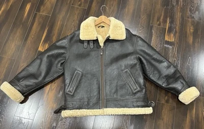 Cabelas 100% Cuero Genuino Piel de Oveja Abrigo Chaqueta Bomber Talla XL Marrón Foto 1 de 4
