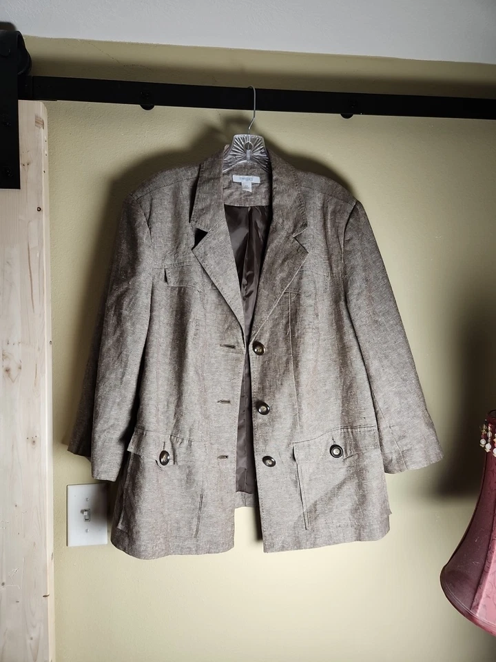 Vestido Granero Mujer 16W Marrón y Tostado 3 Botones Blazer Chaqueta Con Bolsillos Manga Larga Foto 1 de 4