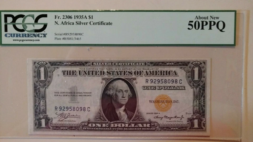 Fr. 2306  1935A $1.00 N. Africa Silver Certificate  PCGS  50 - Image 1 of 4