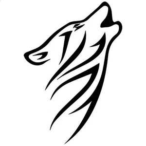 2 Pack - TRIBAL HOWLING WOLF V1 (5" BLACK) Vinyl Decal Window Sticker - Picture 1 of 3