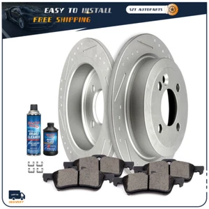 Rear Brake Rotors Disc and Ceramic Pads For Mini Cooper 2002 03 04 05 06 Slotted - Picture 1 of 6