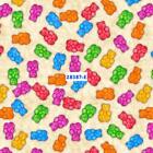 Cannabis Jelly Bears 100% cotton fabric by the yard Rainbow Colors - FABRIC WHT