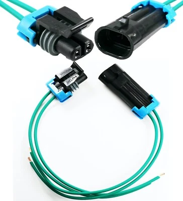 Assembled Delphi 2-Pin Metri-Pack 150Series 18GA Male & Female Green PIGTAIL - Image 1 of 4