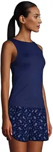Lands' End Women's High Neck Modest Tankini Top UPF 50 Size 4 Tall $60 9B169 - Picture 1 of 3
