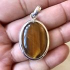 Stunning Tigers Tiger's Eye & 925 Sterling Silver Solid Pendant