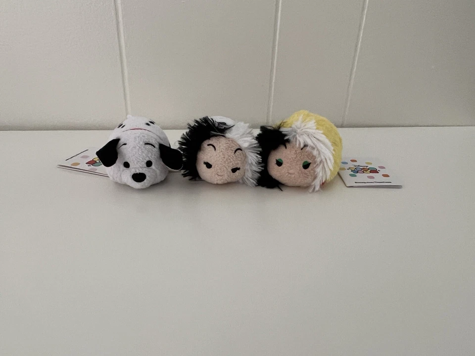 Disney Store 101 Dálmatas Mini Tsum Tsum Peluche Juego De 3 Nuevo Con Etiquetas Cruella Foto 1 de 4