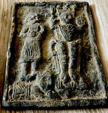 An Old/Very Old Roman Type Bronze Plaque Depicting Seated Male and Attendant