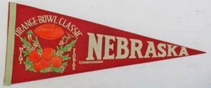 1960s Vintage Nebraska Cornhuskers Orange Bowl Pennant 29" 80332 - Picture 1 of 3