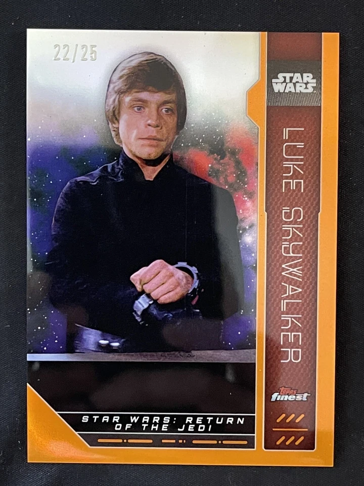 2023 Topps Finest Star Wars Luke Skywalker Orange Refractor FN-55 #’rd /25 - Image 1 of 2