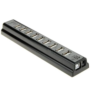 US 10 Port USB 2.0 High Speed HUB External With Power Adapter and Cable - Picture 1 of 7