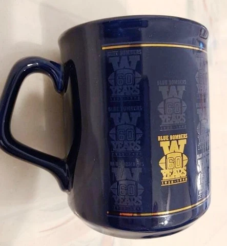 Winnipeg Blue Bombers 60th Anniversary 1990 Gold Trimmed Mug / Cup Cover