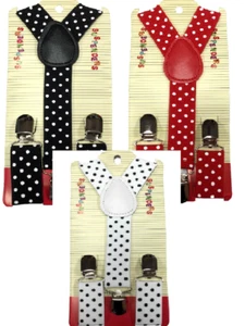 New Kids Boys Girls SUSPENDER Red White Black Polka Dot DOTS US SELLER - Picture 1 of 7