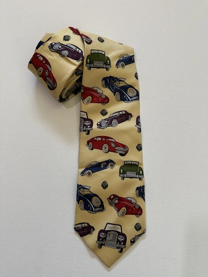 Corbata rara UniversiTies de M. LaHart Stanford University Cars 100 % seda Italia Foto 1 de 4