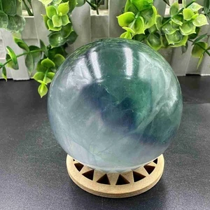 335g Natural Feather Fluorite Quartz Sphere Crystal Ball Reiki Healing Decor - Picture 1 of 16