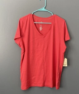 Neu St. John's Bay Essential T-Shirt Damen V-Ausschnitt Kurzarm Größe XL - Bild 1 von 5