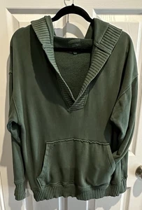 Aerie Oversized V-neck Pullover Hoodie Sz S - Picture 1 of 9