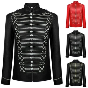 Men's Red Medieval Jacket Steampunk Drummer Parade Coat Cosplay Costume - Picture 1 of 31
