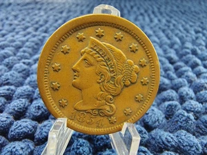 1854 Braided Hair Large Cent - VF-XF Details - Scratched Obverse - Picture 1 of 12