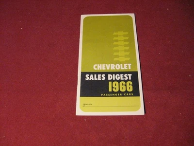 Chevy Corvette Chevelle 1966 Salesman's Sales Digest folleto folleto catálogo Foto 1 de 4