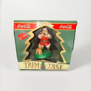Coca Cola Trim A Tree Collection "Santa with Dog “Sshhh!”” 1961 Santa Ornament - Picture 1 of 6