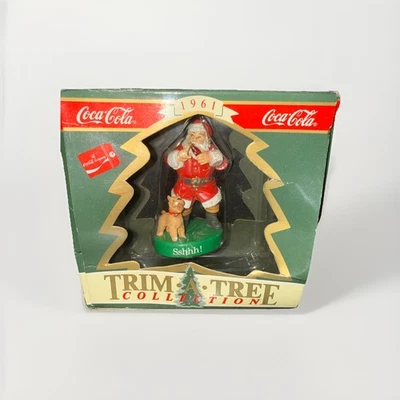 Coca Cola Trim A Tree Collection "Santa with Dog “Sshhh!”” 1961 Santa Ornament - Image 1 of 4