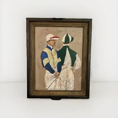 Two Jockeys Oil Portrait Study on Board  - Image 1 of 4
