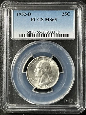 1952-D  25C Washington Quarter Dollar PCGS MS65  33933338 - Image 1 of 2