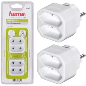2X Hama Multi-Prise 2-Fach Adaptateur T-Verteiler - Photo 1/6