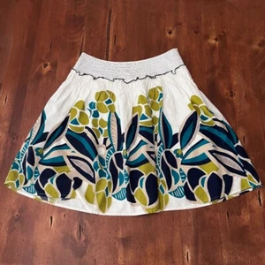 Womens Downeast Small Ivory Bold Floral Skirt Full Cotton Lined - Picture 1 of 5
