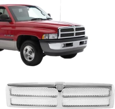 PARA 1994-2002 DODGE RAM 1500-3500 GRADE DE PARA-CHOQUE DIANTEIRO DE MALHA CROMADA NOVA - Imagem 1 de 3