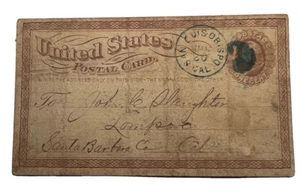 Rara 1876 Postal de EE. UU. GRAN REGISTRO S L Obispo CALIF J Masacre Farmer B8 - Imagen 1 de 4