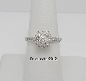 3/4CT Natural Diamond Halo Frame Engagement Wedding Bridal Ring 10K White Gold - Picture 1 of 14