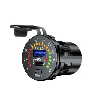Dual QC 3.0 USB PD Type-C Fast Car Charger Socket Adapter Power Outlet 12V-24V - Zdjęcie 1 z 15