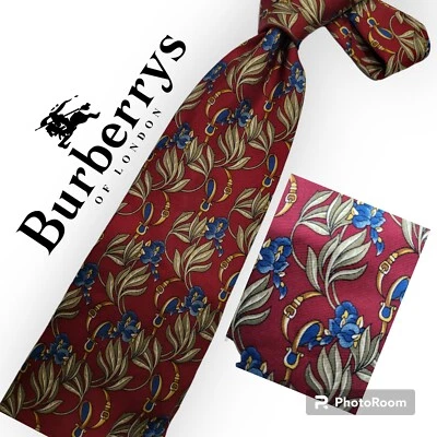 BURBERRYS OF LONDON VINTAGE FLORAL ENGLISH TWILL SILK NECKTIE, NWT $100 - Image 1 of 4