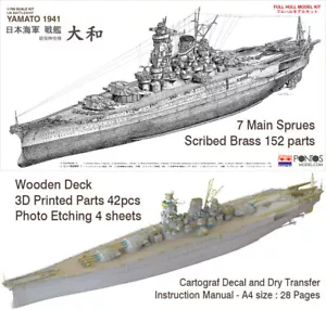 Pontos 1/700 IJN Battleship Yamato 1941 Full Hull Kit - Foto 1 di 1