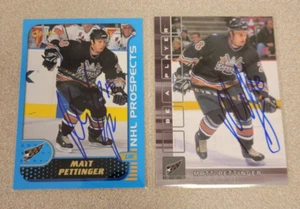2x MATT PETTINGER SIGNED 2001-02 ROOKIE OPC #299 & BAP MEMORABILIA #245 TTM AUTO - Picture 1 of 2