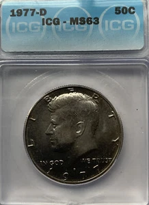 1977D Kennedy half dollar MS63 ICG - Picture 1 of 7