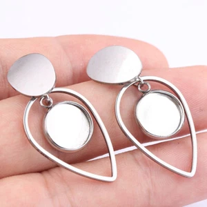 20pcs Stainless Steel blank cabochon earring base settings Post Earrings 10mm - Picture 1 of 5