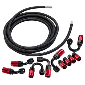 AN6 16.4FT Braided Gas/Oil/Fuel Line Hose with Hose End Fitting Kit 5Meters new - Imagen 1 de 12