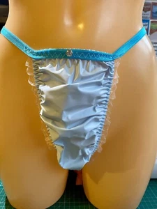 Pvc plastic thong - opaque blue sexy hand-made - sissy handmade - Picture 1 of 8