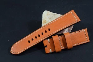 UHRENARMBAND 24/22 130/80 MM POLPA ORANGE ECHT LEDER F. PANERAI MA STRAP 381-382 - Picture 1 of 8