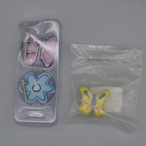 3pc Flower Butterfly Drawer Pull Knobs Pink Blue Purple Yellow Resin 1.5"-1.75" - Picture 1 of 11