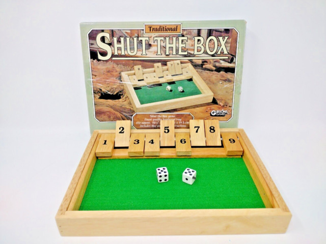 Hey Play 80-HCH-SHUT2 Shut The Box Game-Classic 9 Number Wooden Set with  Dice Included-Old Fashioned