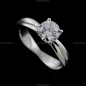 Moissanite Diamond Twisted Solitaire Anniversary Ring For Girls 14ct Gold - Picture 1 of 6