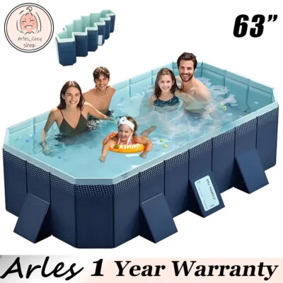 63 inch Large Foldable Family Swimming Pool PVC Bracket Solid Pool for Kid Adult - Image 1 of 4