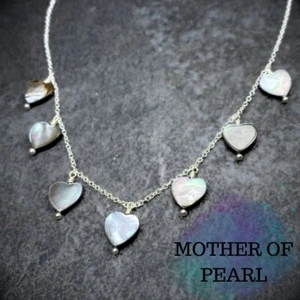 Collar Corazón Madre Perla - Negro - Plata Esterlina 925 - Ajustable NSL008 - Imagen 1 de 6