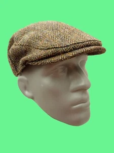 Hartside HS14 Scottish Highland Harris Tweed® Cap - GREEN-BROWN -  PICK SIZE - Picture 1 of 17