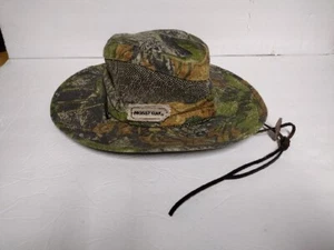 Mossy Oak Signatures Size S/M Mesh Vent Camo Boonie Safari Hat Leather Cord Chin - Picture 1 of 8